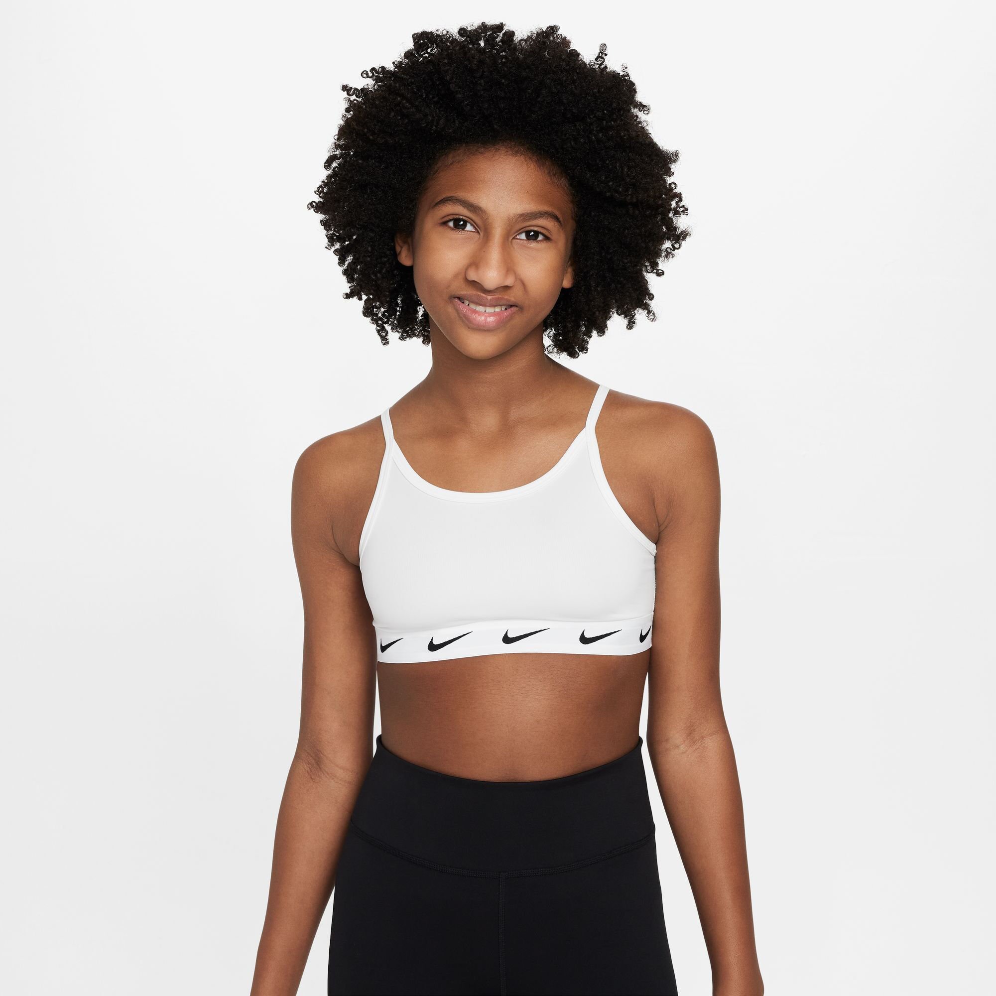 Nike Dri-FIT Swoosh Big Kids' (Girls' Tank Top Sports Bra in White