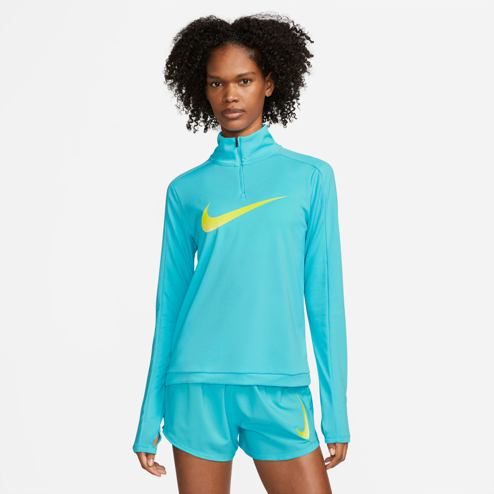 Buy Nike Dri-Fit Swoosh HBR Half-Zip Running Tops Women Blue, Neon Yellow  online